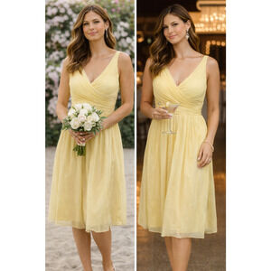 J.Crew Silk Chiffon Butter Yellow Dress 10 Bridesmaid Cocktail Romantic cottage